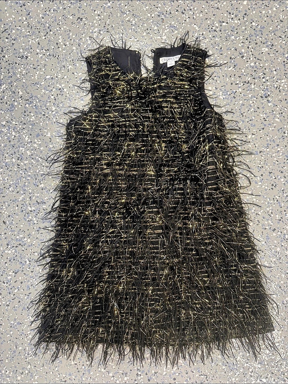 Crewcuts Girls Tinsel Shift Dress Black & Gold Size 5